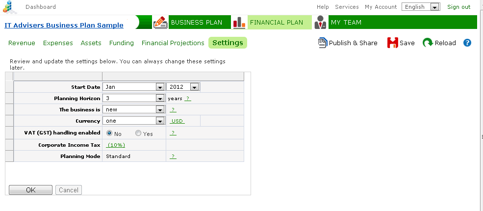 Plan setup